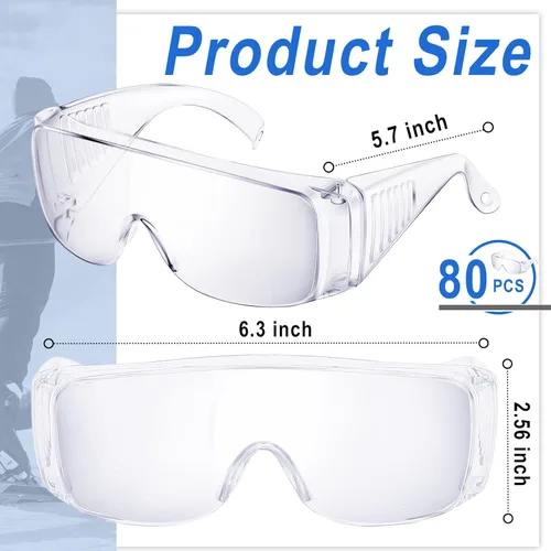 Vista 2 de Kanayu Safety Glasses Bulk Protective Goggles over Eyeglasses Anti Fog Scratch Resistant Clear Eye Protection for Men Women