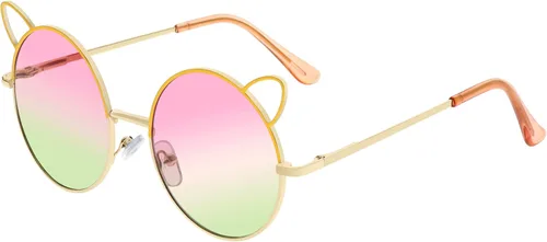 FAA'N Gafas de sol para niños, decoraciones de fiesta de metal con orejas de gato redondas, bonitos regalos para niños