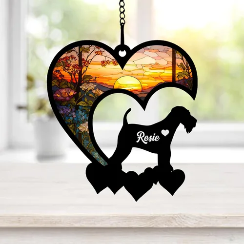 NAZENTI Atrapasoles personalizado Airedale Terrier, adorno conmemorativo personalizado para la pérdida de mascotas, regalo de condolencia de
