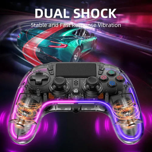 Vista 4 de Honghao Custom Controllers For PS4 with Hall Trigger and 8 Color Changing LED Lights, Wireless PS4 Remote Dual 4 Shock Aimbot Joystick Controller