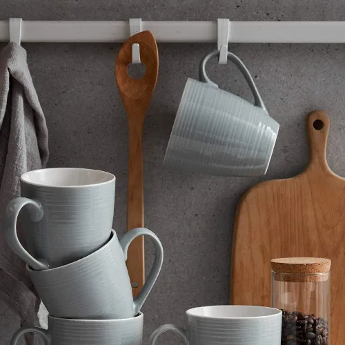Vista 7 de DOWAN Tazas de café, juego de 6 tazas de café de 17 onzas, tazas de té corrugado (gris)
