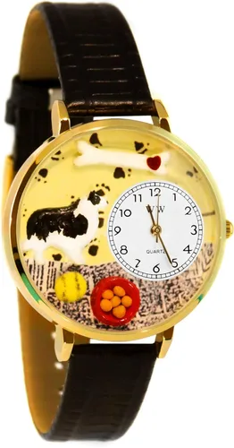 Whimsical Gifts Reloj Border Collie en estilo grande dorado, Oro, Relojes novedosos