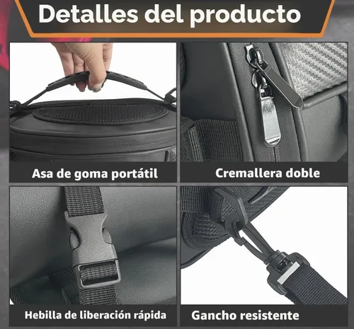 Vista 3 de Bolsa de cola para motocicleta, multifuncional, para guardar en el asiento trasero, bolsa de sillín, bolsa de tanque para motocicleta con correa