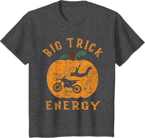 Vista 13 de Dirt Bike Motocross Halloween - Pumpkin Jack O Lantern T-Shirt Asphalt Grey