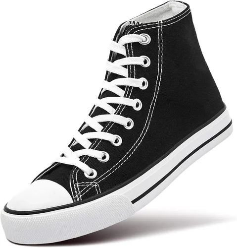 ZGR - Tenis de lona para mujer tenis informales para caminar tipo bota con cordones hasta arriba