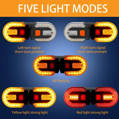 Vista 5 de Señales de giro para bicicleta, intermitentes para bicicleta eléctrica con bocina, luz trasera de bicicleta, 5 modos, impermeable, estroboscópica