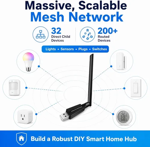 Vista 5 de Zigbee 3.0 USB Dongle MG24, coordinador y puerta de enlace de Zigbee Compatible con el asistente doméstico conectar zbt-2 Soporta Home Assistant