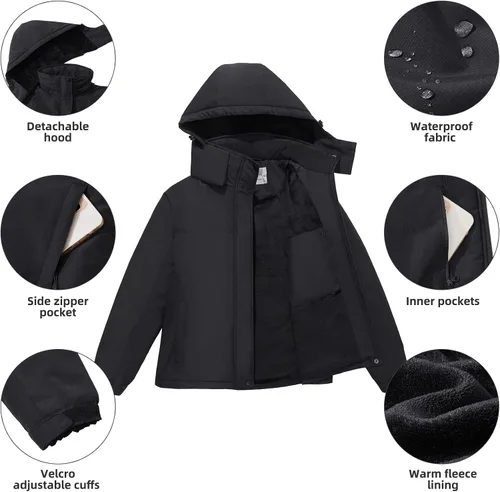 Vista 5 de GOLDEN CAMEL Chaqueta de esquí de invierno para mujer, impermeable, resistente al viento, con capucha, para snowboard, para exteriores
