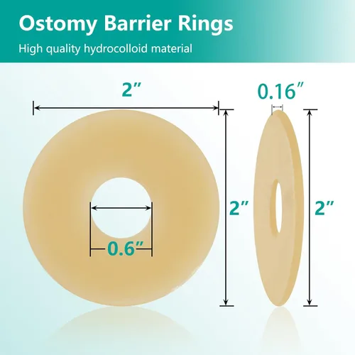 Vista 2 de Anillos de barrera para ostomía - Diámetro exterior 50mm (2"), espesor de 4mm, anillos moldeables para ostomía, anillos extensores de piel