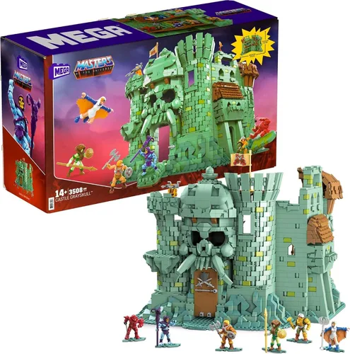 MEGA Masters of The Universe Juego de Construcción, Castle Grayskull con 3508 piezas, 6 figuras de acción micro articulables, más de 13 pulgadas de
