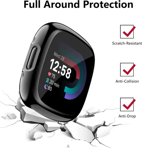 Vista 5 de Tobfit Funda protectora de pantalla para Fitbit Sense 2 / Fitbit Versa 4, TPU chapado en suave alrededor de la cubierta protectora sensible al tacto