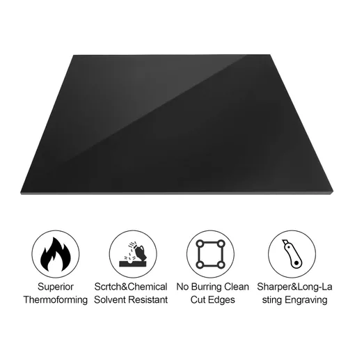 Vista 4 de 2 hojas de plexiglás negro de 1/4 pulgadas de grosor, panel cuadrado de plexiglás fundido opaco, tablero de plástico de 11.8 x 11.8 pulgadas