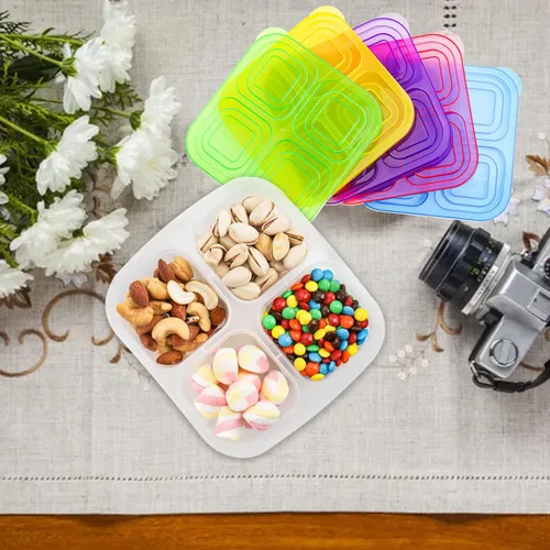 Vista 8 de AVLA Paquete de 10 cajas Bento para aperitivos, contenedores reutilizables para preparación de comidas, 4 compartimentos, cajas de almuerzo Bento