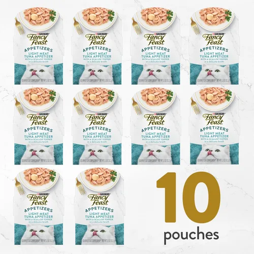 Vista 3 de Purina Fancy Feast Aperitivos, atún con adorno de vieiras, 1.1 onzas