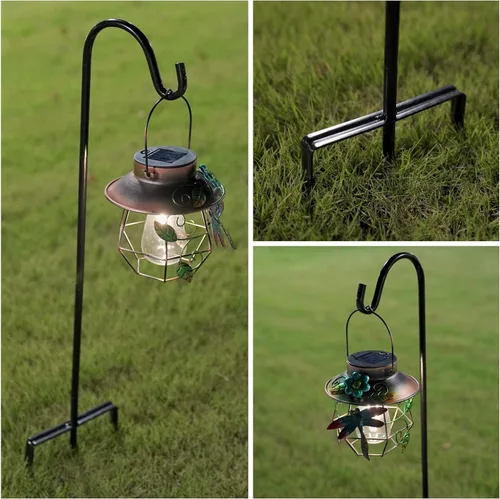 Vista 6 de EXCMARK - Gancho de pastor de altura ajustable de 81/61/41 cm y 1,3 cm de grosor. Úsalo en bodas, para colgar luces solares, linternas, comederos