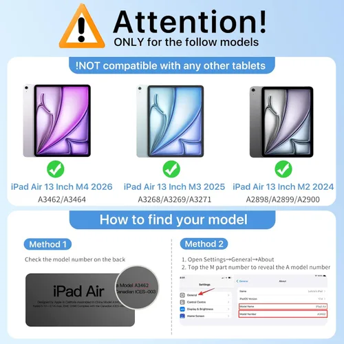 Vista 2 de MoKo Funda para iPad Air de 13 pulgadas M3 2025 y M2 2024 con soporte para lápices, funda para iPad Air 13 [protector de pantalla integrado]