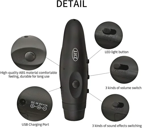Vista 4 de Silbatos electrónicos ZHT para árbitros con carga USB, silbato de emergencia de 3 tonos y alto volumen para árbitros, entrenadores, maestros