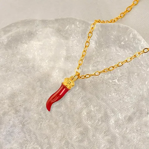 Vista 7 de Collar de cuerno italiano, collar de mal de ojo, collares rojos para mujer, collares con dije de chile y pimienta, regalos de joyería, regalo