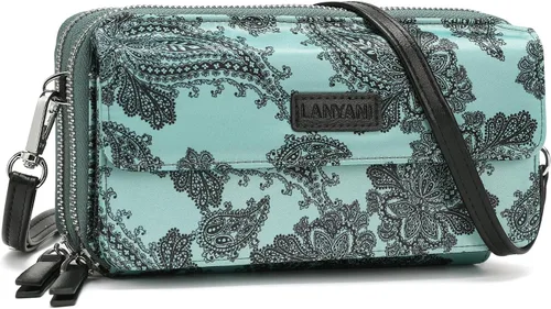 Vista 12 de Lanyani Cartera Cruzada RFID con Correa de Muñeca y Bolsillo para Teléfono para Mujeres de Cuero Vegano