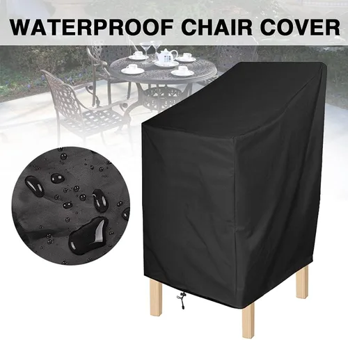 Vista 8 de ANMINY Fundas impermeables para sillas de patio, resistentes a los rayos UV, resistentes al viento, para taburetes de bar al aire libre, apilables