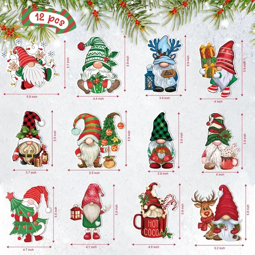 Vista 3 de RINOLY 12 Pcs Gnome Christmas Magnets for Fridge,Christmas Gnome Refrigerator Magnets Decoration,Gnome Magnet for Door Refrigerator Mailbox Garage