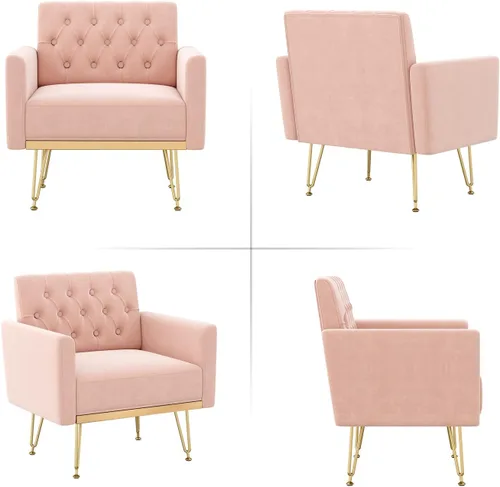 Vista 6 de Olela Silla decorativa de terciopelo con brazo para sala de estar, sillón moderno, sofá individual, acogedora silla auxiliar tapizada para lectura