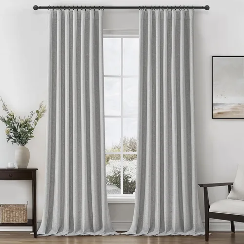 Vista 53 de Juego de 2 cortinas 100% opacas, 84 pulgadas de largo, dormitorio, estéticas, aislamiento térmico, eficiencia energética, mezcla de algodón y lino