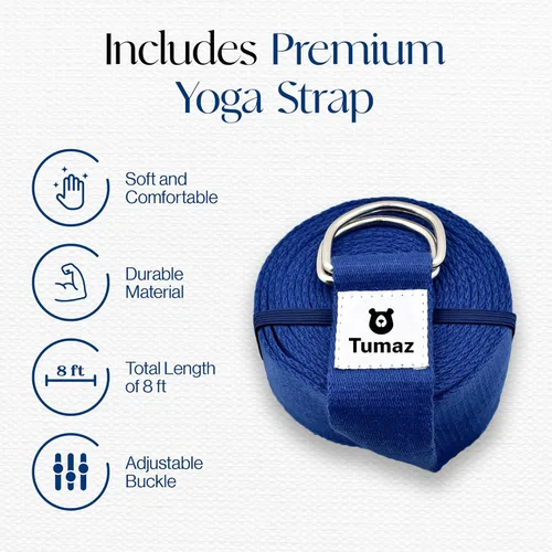 Vista 4 de Tumaz Non-Slip Yoga Blocks 2-Pack - High Density/Lightweight EVA Foam & Natural Cork for Stability, Premium Set with E-Book Included