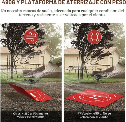 Vista 4 de FPVtosky Almohadilla de aterrizaje de dron reflectante nocturna, almohadilla de aterrizaje impermeable de doble cara de plegado rápido