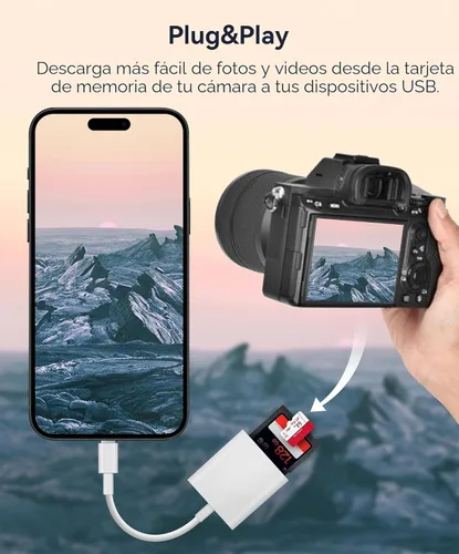 Vista 3 de Lector de Tarjetas SD USB C, WNXSLOAD Adaptador de Tarjetas SD con Ranuras Duales SD MicroSD para iPhone 15 16 iPad Mac MacBook Laptop, Lector