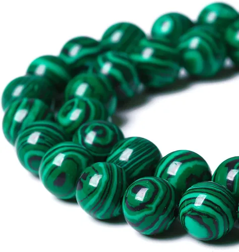 Vista 66 de 36 piezas de cuentas sueltas de espacio de jade de epidoto verde y rojo natural de 10 mm, cuentas redondas para hacer joyas DIY, collares, pulseras