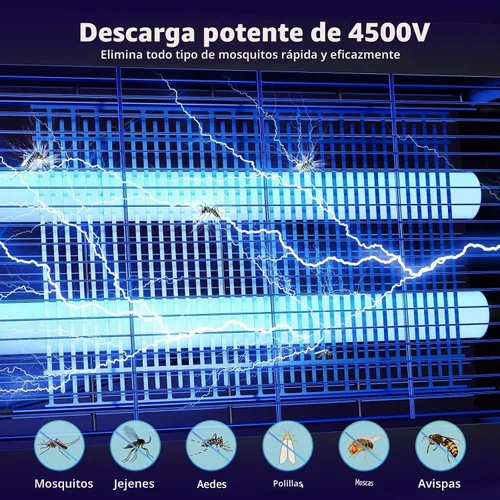 Vista 2 de OnBeam Solar Bug Zapper Outdoor, 4500V Fly Zapper with Projector Lights Azul (Space Blue)
