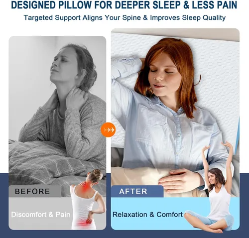 Vista 3 de Almohada de cuña para dormir, cuña de cama de 12 pulgadas después de la cirugía, alivio del dolor de espalda, almohada de espuma viscoelástica, cuña