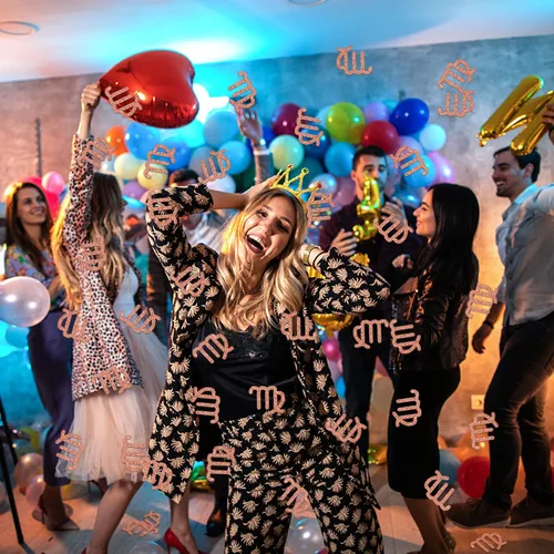 Vista 5 de Confeti de cumpleaños de Virgo, dispersión de papel de energía Big Virgo, 12 constelaciones de agosto de septiembre, confeti de mesa de cumpleaños