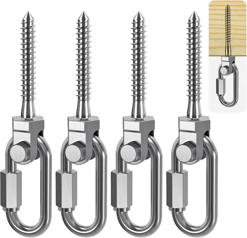 Vista 14 de SELEWARE Juego de 2 ganchos de columpio resistentes con capacidad de 1800 libras, pernos de columpio M10 x 9.3 pulgadas, ganchos de columpio