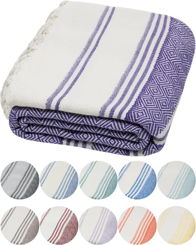 Vista 19 de DEMMEX Organic Diamond - Toalla turca de baño y playa 100% algodón turco certificado Oeko-TEX, ultra suave, de secado rápido, ligera, toalla