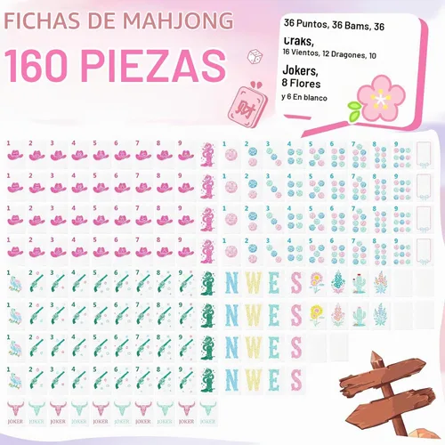 Vista 3 de Disco Western Cowboy Cowgirl Grabado American Mahjong Juego