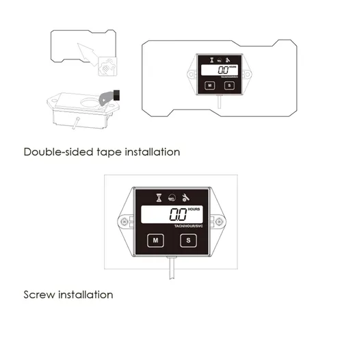 Vista 6 de Jayron JR-HM011F - Tacómetro digital autoalimentado por horas, horas TOT reiniciables, recordatorio de mantenimiento programable de cuenta