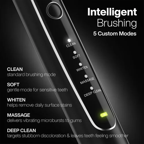 Vista 5 de Aquasonic Black Series PRO UV – Cepillo de dientes eléctrico ultrablanqueador – 5 modos y temporizadores inteligentes – Base desinfectante UV