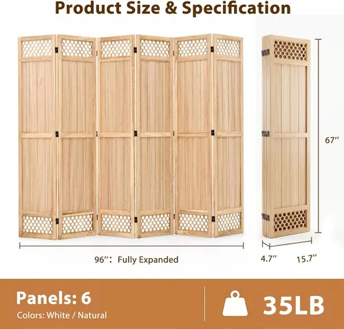 Vista 3 de Divisor de habitación de madera, pantalla de privacidad, divisor de Natural