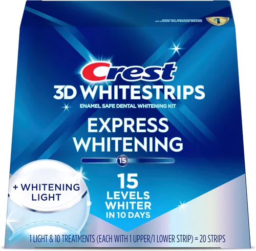 Vista 8 de Kit de blanqueamiento dental Crest 3D Whitestrips Express con luz LED + blanqueamiento de dientes, 1 luz + 10 tratamientos, cada uno con 1