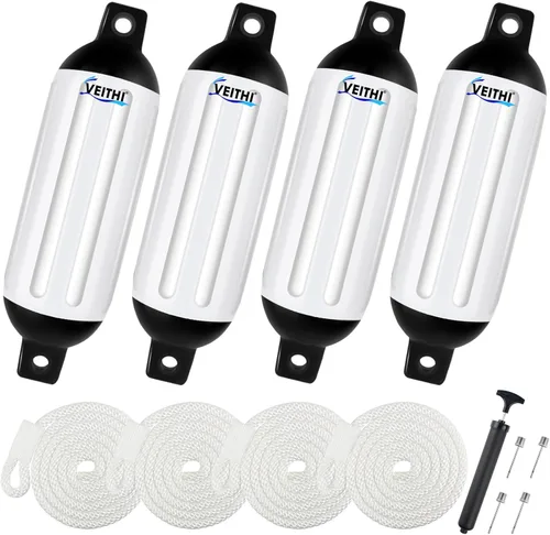 Vista 53 de Juego de 4 guardabarros para barco de 4.5/5.5/6.5/8.5/10/16 pulgadas, parachoques de vinilo con ojos gemelos acanalados, parachoques para barco