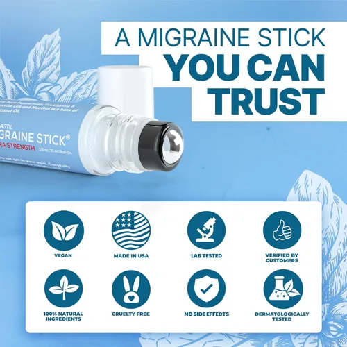 Vista 7 de Basic Vigor Migrastil Extra Strength Migraine Stick Fórmula Avanzada, Fuerte Aromaterapia Roll On Incluye Mentol, Aceites Esenciales, Sin Lavanda