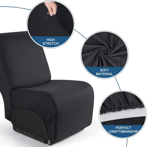 Vista 2 de TAOCOCO Funda para silla reclinable, 3 piezas, tela de poliéster, fundas elásticas para sillas reclinables, protector de muebles reclinables suaves