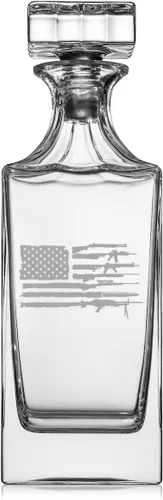 Decantador de whisky de vidrio de 30 onzas con tapón de vidrio regalo bandera americana