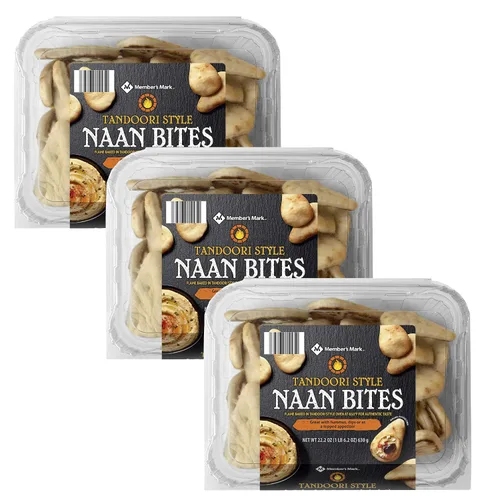Member's Mark Tandoori Style Naan Bites | Ideal con hummus, salsas o como aperitivo cubierto – (paquete de 3, 22.2 onzas, 43 piezas por paquete)
