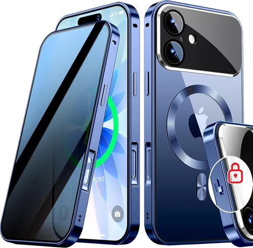 Vista 20 de [Protección completa de la cámara y bloqueo mecánico] Funda magnética de privacidad para iPhone 13 [compatible con MagSafe] [anillo de metal CD]