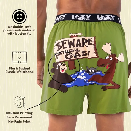 Vista 5 de Lazy One - Bóxeres cortos con estampas de animales divertidos, ropa interior novedosa y divertida con diseños de animales para regalar en broma a