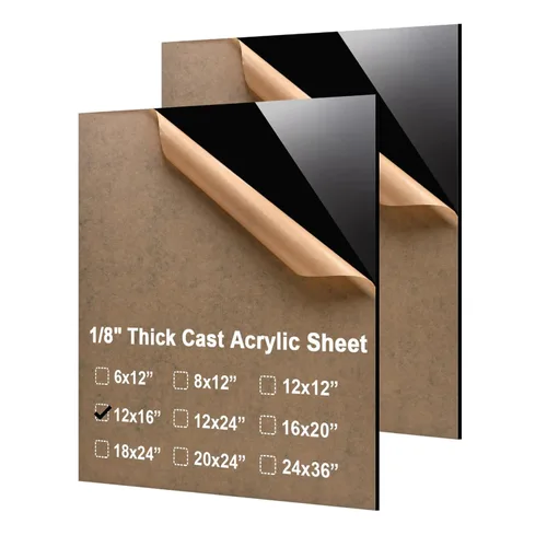 Vista 57 de KINLINK Hojas de plexiglás 12x12 de 1/8 pulgada de espesor - Lámina de acrílico negro fundido de 3mm, lámina de plástico policarbonato