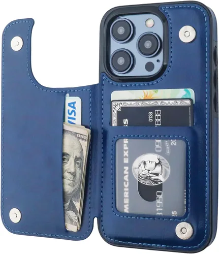 Vista 16 de ONETOP - Funda tipo cartera compatible con iPhone 15 Pro con soporte para tarjetas, funda de piel sintética con soporte y ranuras para tarjetas